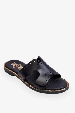 Klapki Damskie Klasyczne>Zazoo 40326 Damskie Klapki Z Ozdobnymi Wycięciami Czarne Czarny