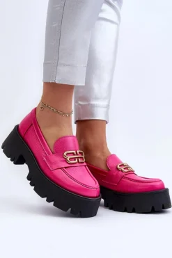 Discount Zazoo 20164 Damskie Loafersy Ze Skóry Naturalnej Fuksja