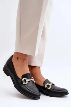 Outlet 2880 Damskie Mokasyny Skórzane Z Ozdobą Czarne Damskie Loafersy Damskie|Mokasyny Płaskie