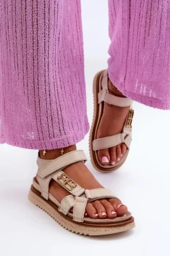 Sandały Płaskie><noscript><img width=