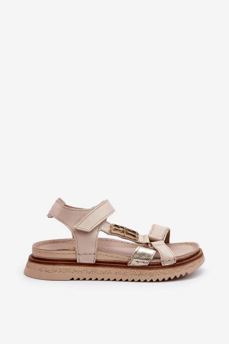 Sandały Płaskie>Maciejka Zazoo 50103 Damskie Skórzane Sandały Na Platformie Beżowe Beżowy