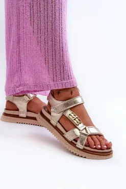 Sandały Płaskie><noscript><img width=