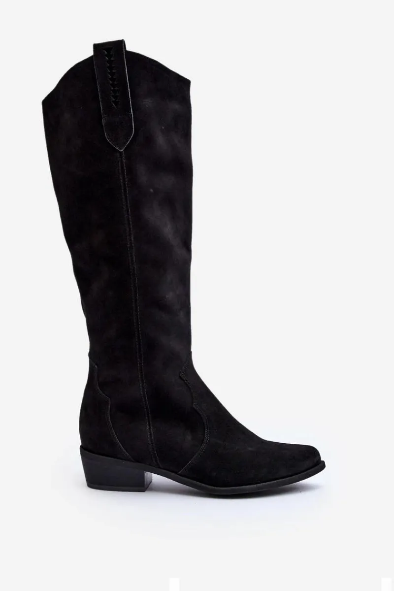 New Zazoo 3427 Damskie Zamszowe Kozaki Kowbojki Czarne