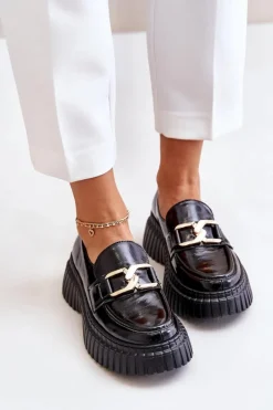 Hot 20176 Lakierowane Półbuty Mokasyny Damskie Ze Skóry Naturalnej Czarne Damskie Półbuty Skórzane|Mokasyny Damskie Lakierowane