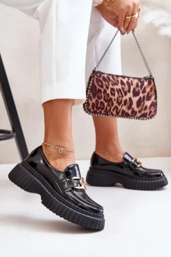 Hot 20176 Lakierowane Półbuty Mokasyny Damskie Ze Skóry Naturalnej Czarne Damskie Półbuty Skórzane|Mokasyny Damskie Lakierowane