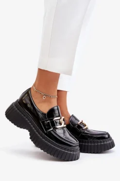 Hot 20176 Lakierowane Półbuty Mokasyny Damskie Ze Skóry Naturalnej Czarne Damskie Półbuty Skórzane|Mokasyny Damskie Lakierowane