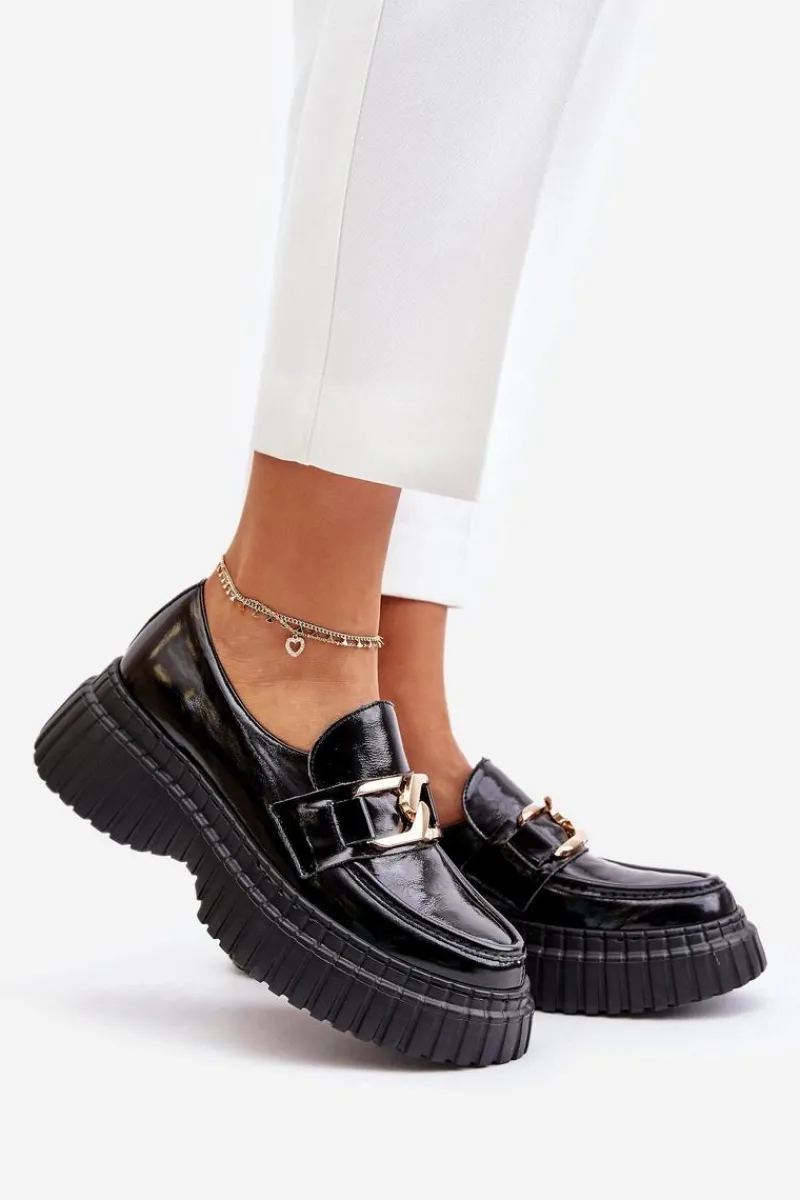 Hot 20176 Lakierowane Półbuty Mokasyny Damskie Ze Skóry Naturalnej Czarne Damskie Półbuty Skórzane|Mokasyny Damskie Lakierowane