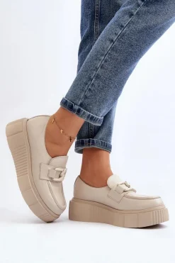 Półbuty Skórzane|Mokasyny Na Platformie><noscript><img width=