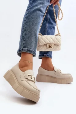 Półbuty Skórzane|Mokasyny Na Platformie><noscript><img width=