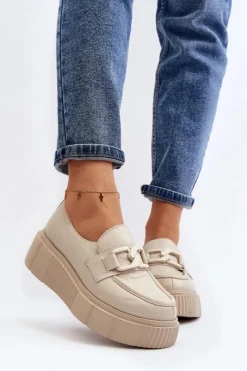 Półbuty Skórzane|Mokasyny Na Platformie><noscript><img width=