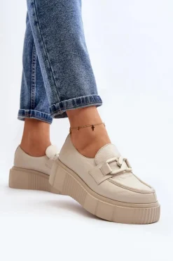 Półbuty Skórzane|Mokasyny Na Platformie><noscript><img width=