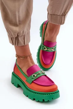 3476 Mokasyny Skórzane Damskie Zielone Damskie Mokasyny Damskie Skórzane