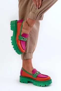 3476 Mokasyny Skórzane Damskie Zielone Damskie Mokasyny Damskie Skórzane