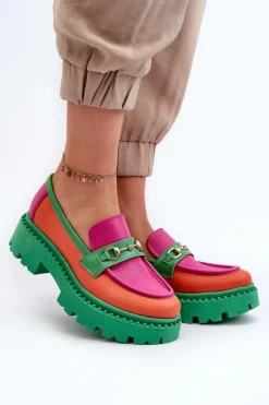 3476 Mokasyny Skórzane Damskie Zielone Damskie Mokasyny Damskie Skórzane