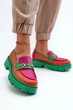 3476 Mokasyny Skórzane Damskie Zielone Damskie Mokasyny Damskie Skórzane