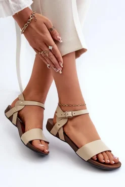 Sandały Płaskie><noscript><img width=