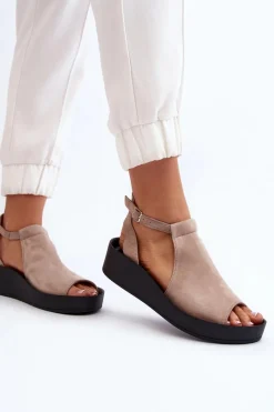 Sandały Płaskie><noscript><img width=