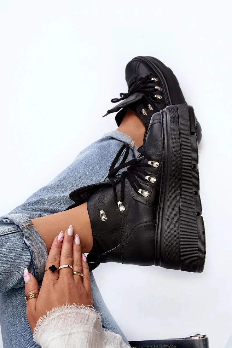 Sale 3416 Skórzane Damskie Buty Sportowe Czarne Damskie Sneakersy Damskie