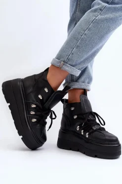 Sale 3416 Skórzane Damskie Buty Sportowe Czarne Damskie Sneakersy Damskie