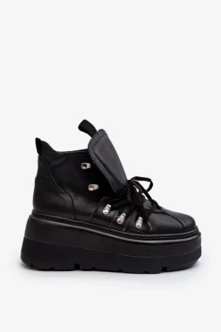 Sale 3416 Skórzane Damskie Buty Sportowe Czarne Damskie Sneakersy Damskie