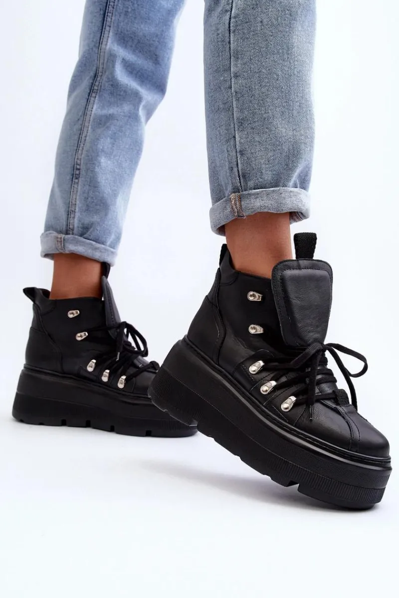 Sale 3416 Skórzane Damskie Buty Sportowe Czarne Damskie Sneakersy Damskie