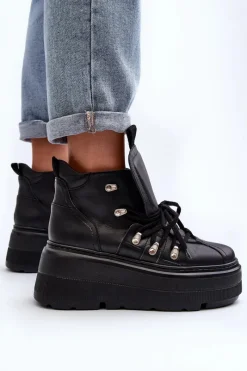 Sale 3416 Skórzane Damskie Buty Sportowe Czarne Damskie Sneakersy Damskie