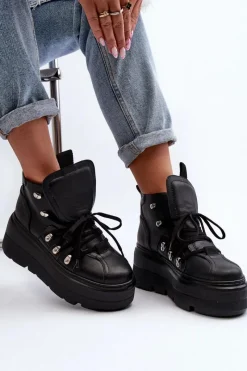 Sale 3416 Skórzane Damskie Buty Sportowe Czarne Damskie Sneakersy Damskie