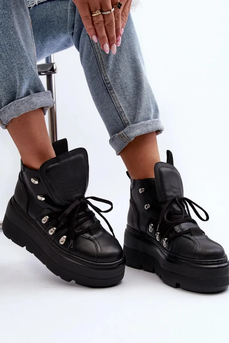 Sale 3416 Skórzane Damskie Buty Sportowe Czarne Damskie Sneakersy Damskie