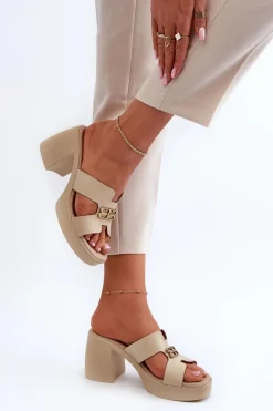 Klapki Na Obcasie|Klapki Damskie Klasyczne><noscript><img width=