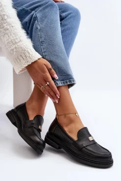 Hot Zazoo 20165 Skórzane Mokasyny Damskie Czarne Czarny