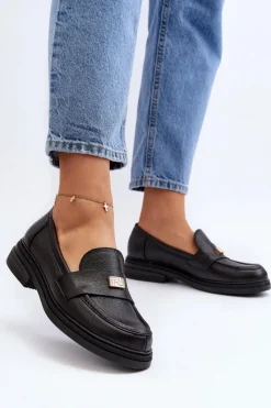 Hot Zazoo 20165 Skórzane Mokasyny Damskie Czarne Czarny