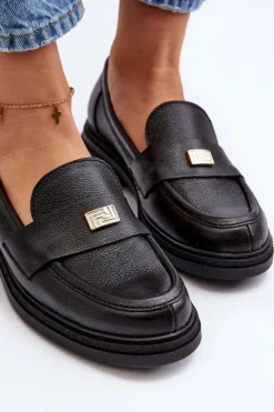 Hot Zazoo 20165 Skórzane Mokasyny Damskie Czarne Czarny