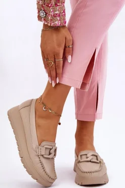 Mokasyny Damskie Skórzane|Mokasyny Na Platformie><noscript><img width=