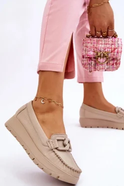 Mokasyny Damskie Skórzane|Mokasyny Na Platformie><noscript><img width=