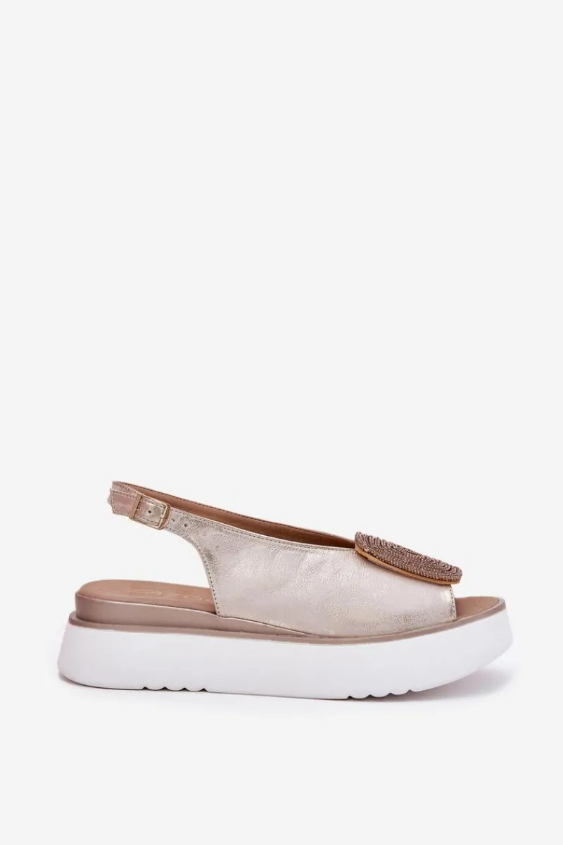 Discount 1786 Skórzane Sandały Damskie Na Platformie Z Ozdobą Przecierany Damskie Sandały Płaskie