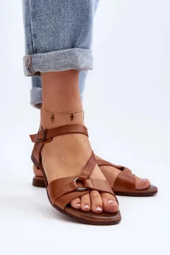 Sandały Płaskie><noscript><img width=