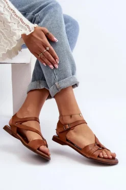 Sandały Płaskie><noscript><img width=