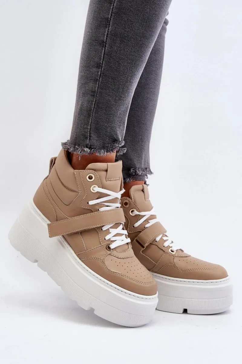 Outlet 3450 Skórzane Sneakersy Damskie Beżowe Damskie Sneakersy Damskie