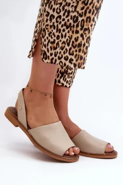 Hot Zazoo 40327 Skórzane Wsuwane Sandały Beżowe Beżowy