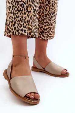 Hot Zazoo 40327 Skórzane Wsuwane Sandały Beżowe Beżowy