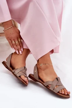 Sandały Płaskie><noscript><img width=