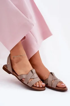 Sandały Płaskie><noscript><img width=