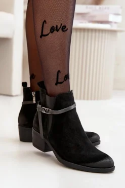 Botki Ocieplane|Botki Skórzane></noscript>Zazoo 60478 Zamszowe Botki Na Obcasie Ocieplane Zapinane Na Zamek Czarne Czarny