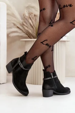 Botki Ocieplane|Botki Skórzane></noscript>Zazoo 60478 Zamszowe Botki Na Obcasie Ocieplane Zapinane Na Zamek Czarne Czarny