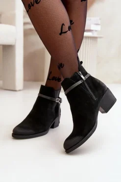 Botki Ocieplane|Botki Skórzane></noscript>Zazoo 60478 Zamszowe Botki Na Obcasie Ocieplane Zapinane Na Zamek Czarne Czarny