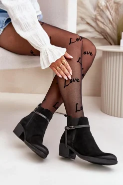 Botki Ocieplane|Botki Skórzane></noscript>Zazoo 60478 Zamszowe Botki Na Obcasie Ocieplane Zapinane Na Zamek Czarne Czarny