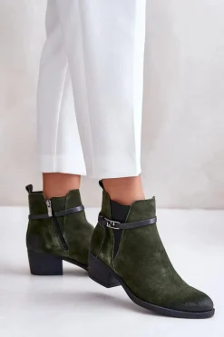 Botki Ocieplane|Botki Skórzane></noscript>Zazoo 60478 Zamszowe Botki Na Obcasie Ocieplane Zapinane Na Zamek Ciemnozielone Zielony