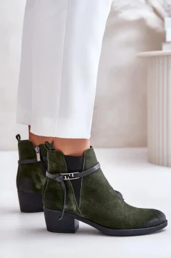 Botki Ocieplane|Botki Skórzane></noscript>Zazoo 60478 Zamszowe Botki Na Obcasie Ocieplane Zapinane Na Zamek Ciemnozielone Zielony