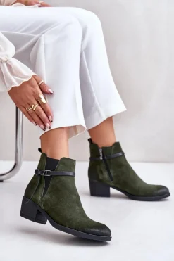 Botki Ocieplane|Botki Skórzane></noscript>Zazoo 60478 Zamszowe Botki Na Obcasie Ocieplane Zapinane Na Zamek Ciemnozielone Zielony
