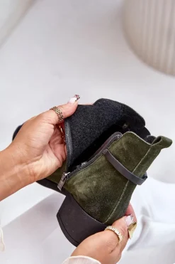 Botki Ocieplane|Botki Skórzane></noscript>Zazoo 60478 Zamszowe Botki Na Obcasie Ocieplane Zapinane Na Zamek Ciemnozielone Zielony